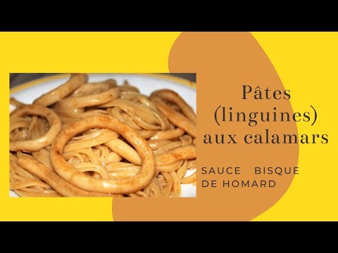 Calamars en sauce à la bisque de homard accompagnés de linguines // Recette facile et rapide 🍝🦞😊