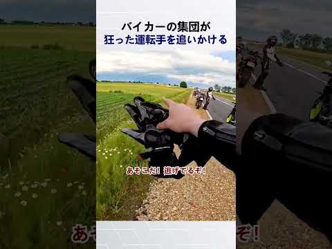 A group of bikers chases a crazy driver (@MotoWodzu)