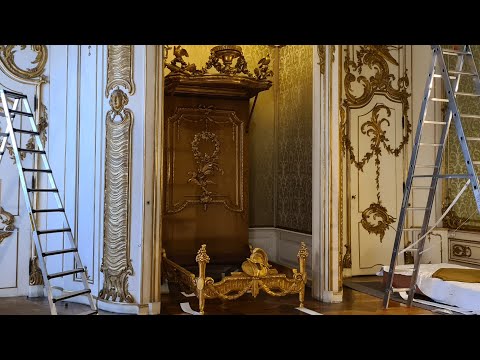 Aufbau des Paradebetts im Neuen Palais I SPSG