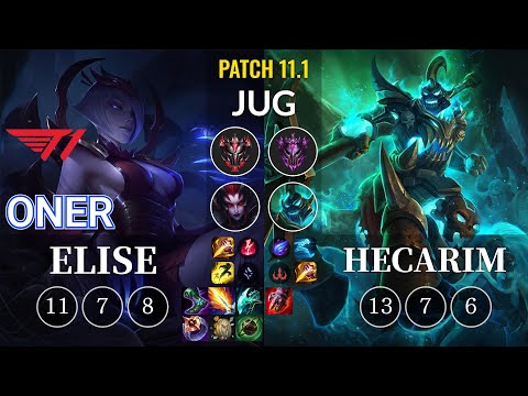 T1 Oner Elise vs Hecarim Jungle - KR Patch 11.1