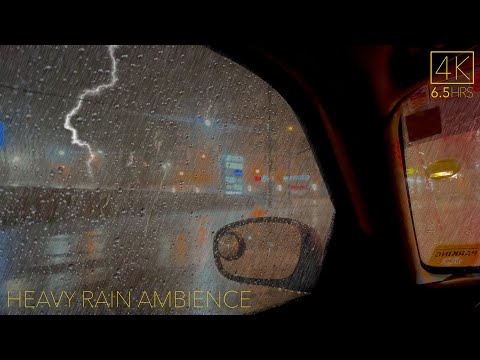 HEAVY RAIN STORM Ambience (MUST SEE) THUNDER, LIGHTNING, RELAXING RAIN - Sleep Instantly! 6.5 HOURS