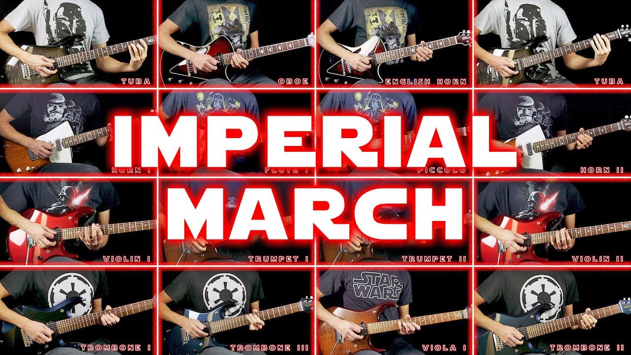 Star Wars Imperial March played on 25 guitars - Cooper Carter - YouTube