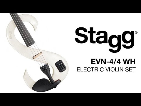 Stagg EVN 4/4 WH S Shaped Electric Violin Set w/Soft Case, Bow, Strap,Rosin, Headphones & 9V Battery image 4