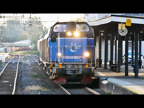 Trains in different parts of Norrköping part 1 - Sunrise at the main station and T44 freigh services