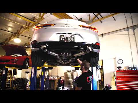 HKS Hi-Power Exhaust Muffler Test Fit & Install on Infiniti Q60 Red Sport!