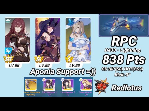 Aponia Support | Redlotus D433: RPC (Lightning) 838 Pts - GD DiP(S0) HOT(SS2) Klein 3* | Honkai 6.4