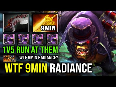 WTF 9Min Radiance Unlimited Burn DPS 1v5 Run At Them Insane Neutral Stack Solo Mid Alchemist Dota 2