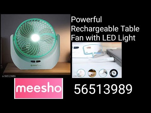 Rechargeable Table Fan with LED Light