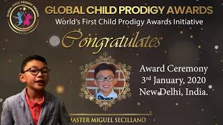 Global Child Prodigy Awards 2020 || Master Miguel Secillano || Category - Mathematics video