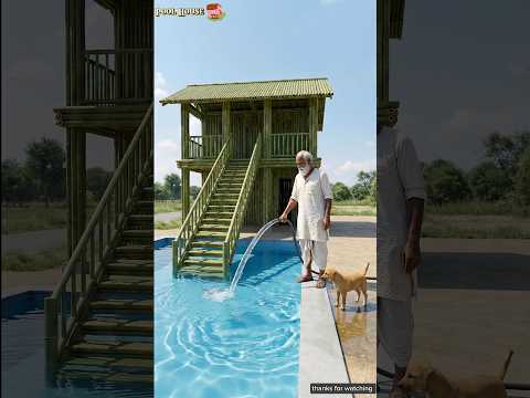 Poor craftsman builds amazing bamboo water house 🏡 #ai #house #crafts