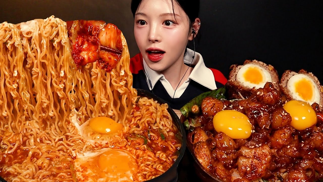 SUB)뜨끈칼칼 신라면에 대창덮밥 먹방! 단짠맵 꿀조합 Ramyeon with Beef Intestine Rice Bowl Mukbang ASMR