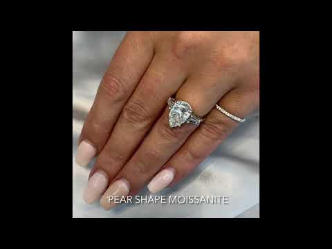 Pear Shape Moissanite Three-Stone Engagement Ring