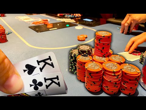 Playing a HUGE 5-BET pot with pocket KINGS!! // Poker Vlog #142