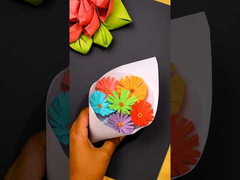 DIY Cute flower bouquet making | #shorts #crafts #paperbouquet