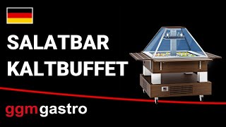 Bar à salades / buffet froid DUBLIN - 1700 mm - avec vitrine en verre inclinée - pour 4x GN 1/1 - Noir