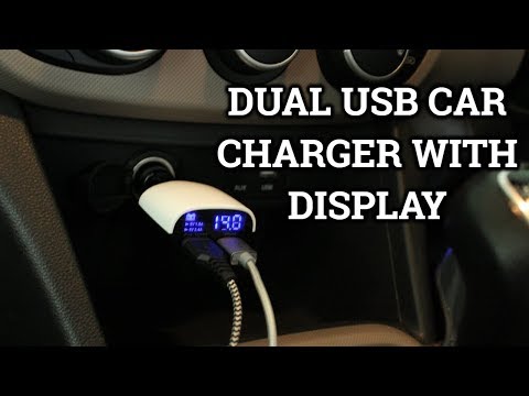 Dual usb car charger with display