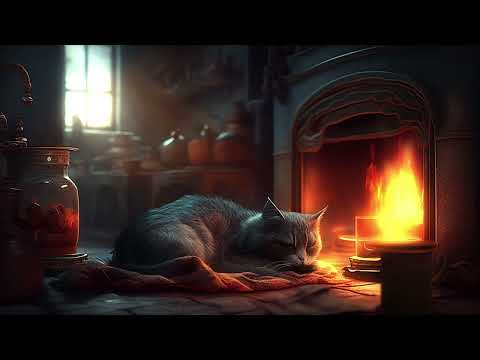 Whiskered Dreamscape: 7 Hours of Serenity with Sleeping Cat and Soothing Fireside Ambience