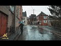 Rain Walk In French Rural Town North Of Paris 4K ASMR