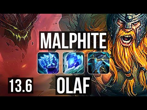 MALPHITE vs OLAF (TOP) | 12/1/9, Godlike | KR Diamond | 13.6