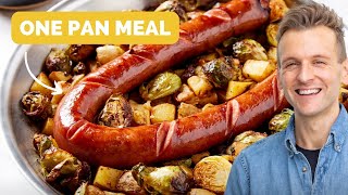 Potato, Brussels Sprouts & Kielbasa One Skillet Meal