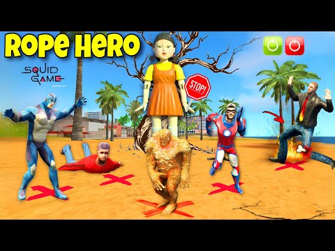 Rope Hero Playing Squid  Game With Superhero, Tipson & Mutant | In Rope Hero Vice Town