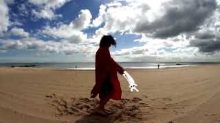 Anton swings the big eyed rabbit