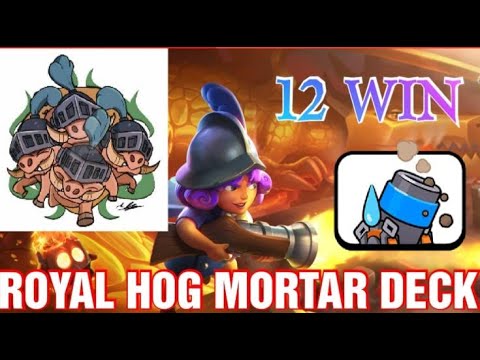CLASH ROYALE!!! 12 WIN LIVE GAMEPLAY WITH MORTAR ROYAL HOG DECK !!!