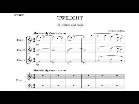 Herman Beeftink "Twilight" (3 flutes/piano) SHEETMUSIC