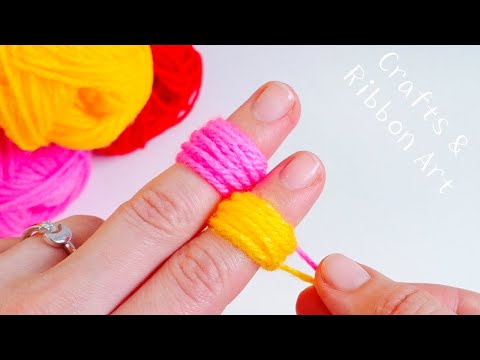 3 Super Easy Woolen Flower Making Trick Using Finger - Hand Embroidery Woolen Flower Making Ideas