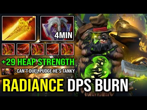 WTF 4Min Vanguard + Radiance Tank Pudge 100% Bullying Enemy Offlane with 29 Heap Strength Dota 2