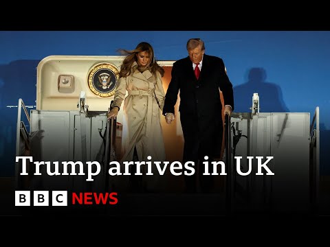 Video | Donald Trump arrives in UK for second state visit | BBC News