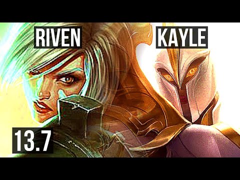 RIVEN vs KAYLE (TOP) | 73% winrate, 8 solo kills, 9/2/2 | KR Grandmaster | 13.7