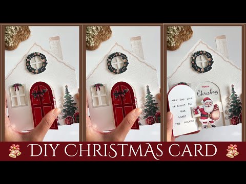 “DIY Christmas House Card 🎄✨ | Magical Pop-Up Christmas Surprise Card That Opens Like a Real Door!