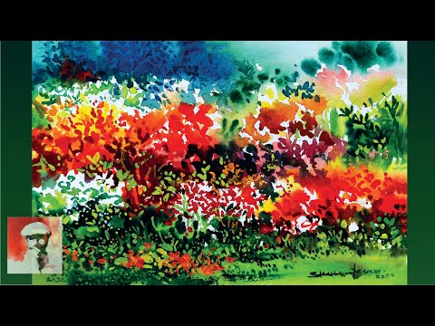 How to paint a beautiful Flowers Garden | Watercolor Painting tutorial for beginners | Flowers art