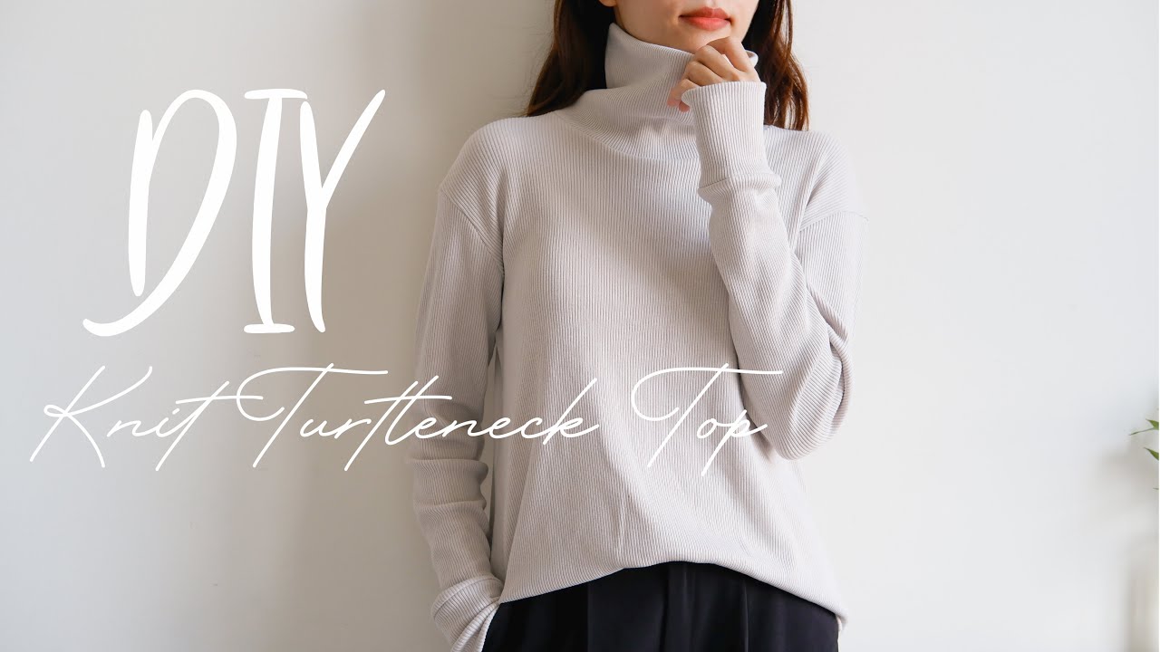Watch video DIY Ribbed Knit Turtleneck Top From Scratch | High Neck Knit Top Sewing Tutorial Now DIY Ribbed Knit Turtleneck Top From Scratch | High Neck Knit Top Sewing Tutorial