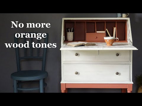 WHITE WASHED FINISH! How to remove orange wood tones with chalk paint
