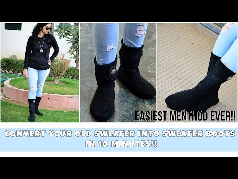 Convert your Old Sweaters into Sweater Boots within 10 Minutes!! Video