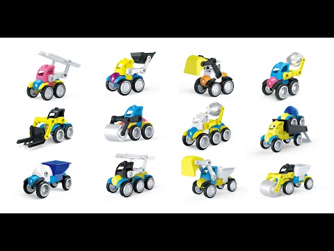 Cooler Stuff Magnetinis konstruktorius didelės detalės, ekskavatoriai, mašinos, 90 detalių video