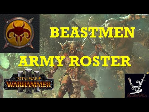 Total War: Warhammer 3 Beastmen army roster before/after research/XP/redline skills, 3.0.