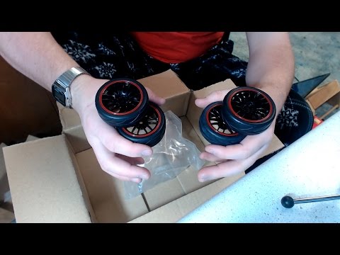 Unboxing 4PCS RC Racing Rubber Tires 1/10 Car On Road Wheel Rim