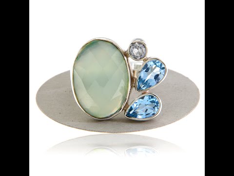 Inel Argint 925 Calcedonie Topaz Natural - Stralucire si Armonie