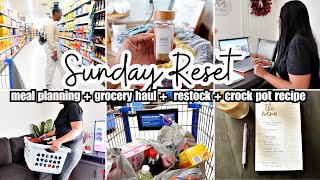 SUNDAY RESET ROUTINE OF A SINGLE MOM | GROCERY HAUL + MEAL PLANNING + RESTOCKING  + CROCK POT RECIPE