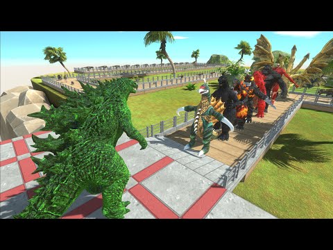 GODZILLA GREEN DESERT ISLAND DEATH RUN - Animal Revolt Battle Simulator