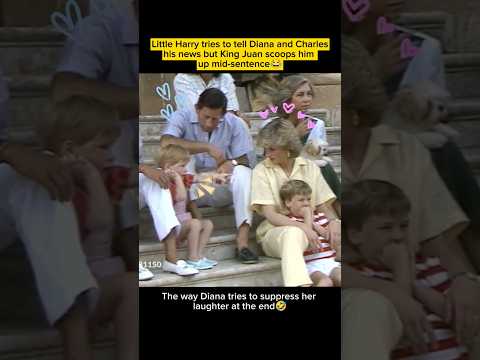 Little Harry tries to tell Diana and Charles his news but King Juan scoops him up mid-sentence😂
