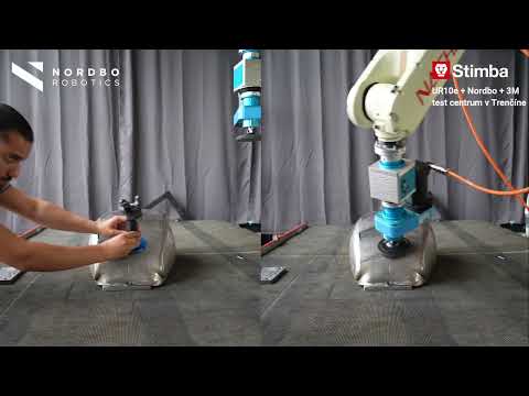 UR10e + Nordbo Mimic brúsenie s priemyselným robotom Nachi