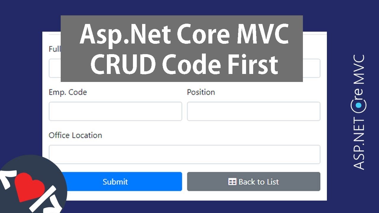 Asp.Net Core MVC Web App CRUD with EF Core