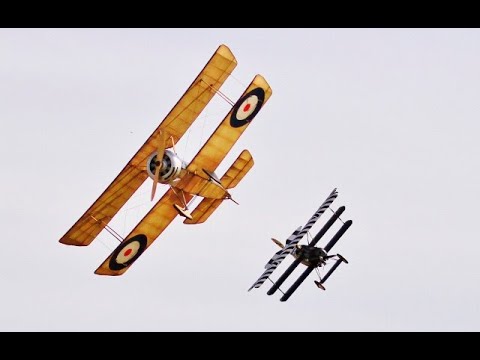 DAWN PATROL WW1 RC SOPWITH PUP - FOKKER DR1 - AVRO 504 - DOGFIGHTING AT STOW MARIES AERODROME - 2023