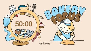STUDY WITH ME 4x50 min Bakery Focus Pomodoro timer ⋆⁺ | ˚˖🥐˚perfect for study & working