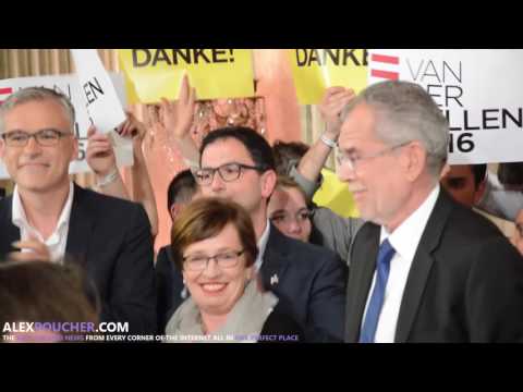 Van Der Bellen President Nominee holds Party After Elections in Vienna