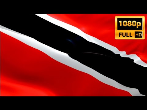 Port of Spain flag video waving in wind. Realistic Trinidad and Tobago Flag background.